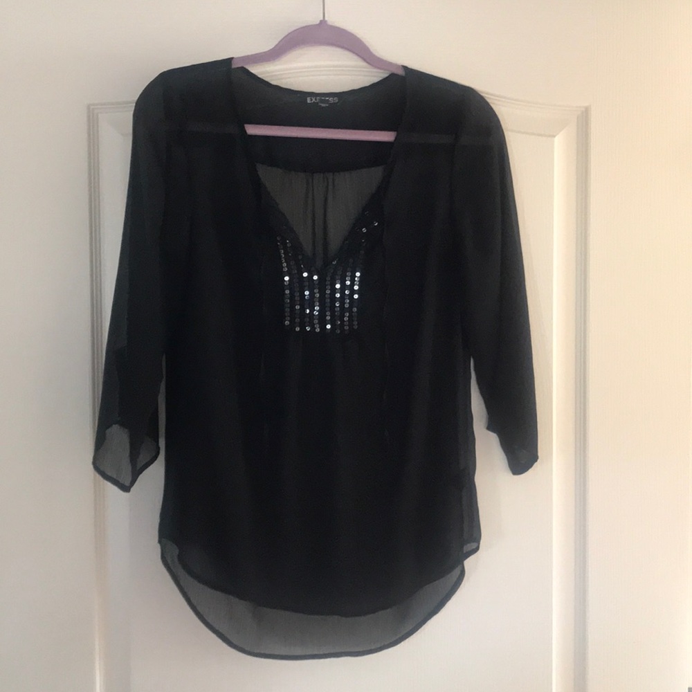 Express Sheer 3/4 sleeve top